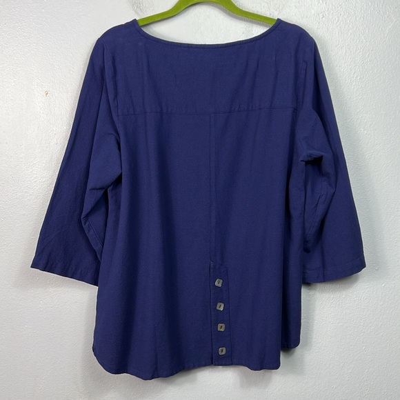 Soft Surroundings New without Tag Blue Button Front 3/4 Sleeve Tunic Top Large - Picture 6 of 7